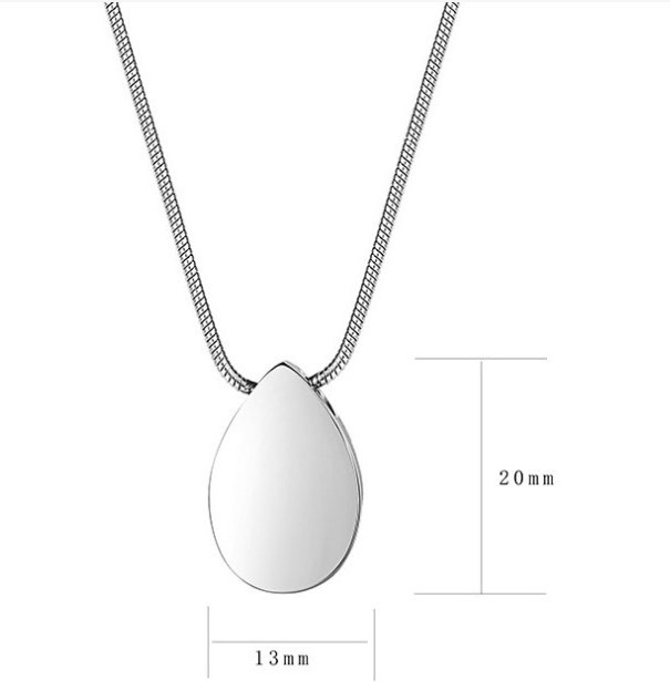 Waterdrop design cremation urn pendant necklace Keepsake jewelry Stainless steel ashes necklace for human / pet ashes