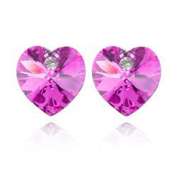 Platinum Plated Colorful Crystal Earrings for Women Girls Heart Shape Stud Earrings Allergy Free Jewelry Wholesale