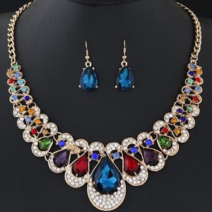 Wedding Necklace Earring set For Party Accessories Gold Plated Crystal Gorgeous Bridal Jewelry Sets