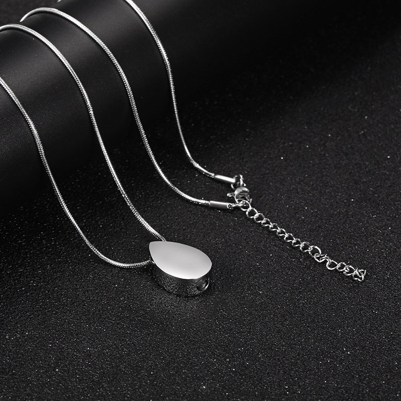 Waterdrop design cremation urn pendant necklace Keepsake jewelry Stainless steel ashes necklace for human / pet ashes