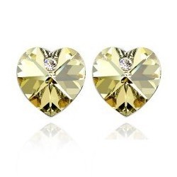 Platinum Plated Colorful Crystal Earrings for Women Girls Heart Shape Stud Earrings Allergy Free Jewelry Wholesale