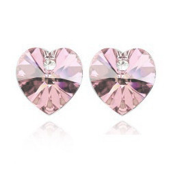 Platinum Plated Colorful Crystal Earrings for Women Girls Heart Shape Stud Earrings Allergy Free Jewelry Wholesale