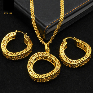 Dubai Jewelry Sets Gold Plated 24K Jewellery for Women Africa India Bridal Wedding Jewelry Necklace Earrings 2pcs Set Wholesale