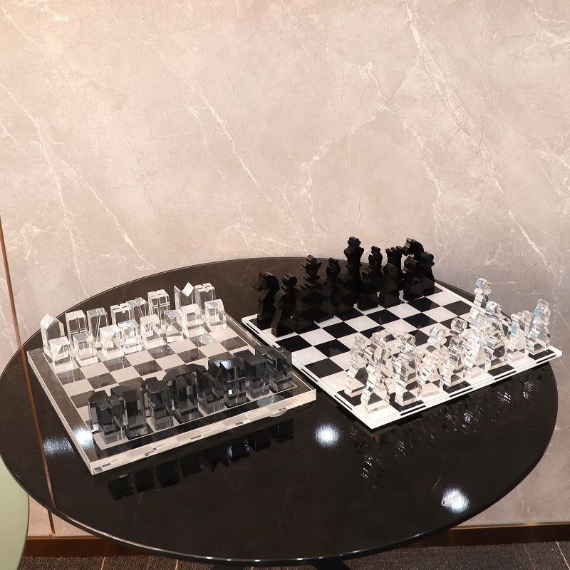 Factory wholesale  acrylic Chess set custom  brand logo Acrylic chess game board outdoor game