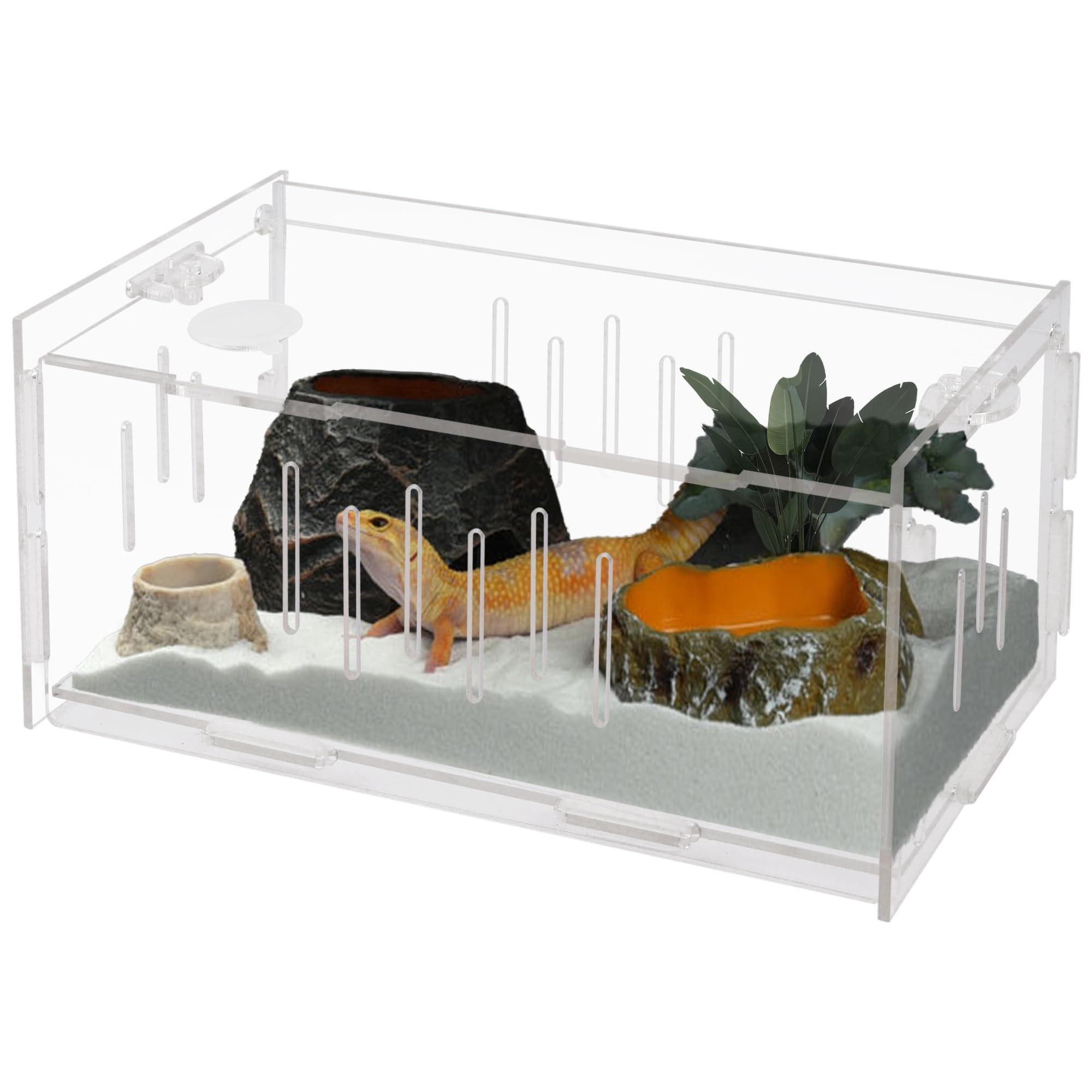 Wholesales Custom Clear Acrylic Reptile Terrarium Feeding Breeding Box with Cover