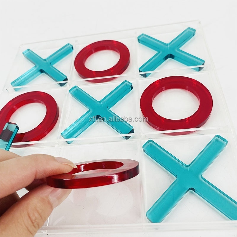 Luxury 3D acrylic XO game gem color tic tac toe game set acrylic educational games for child