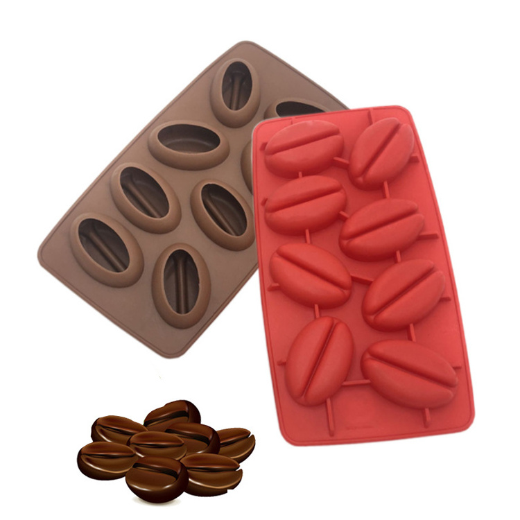 Reusable Food Grade Wax Melts Mold Coffee Bean Ice Tray Chocolate Mold Silicone for Kitchen Accessories Custom Logo Moulds