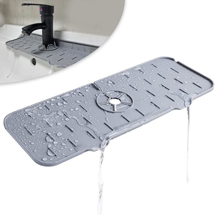 New Product Kitchen Silicone Sink Faucet Absorbent Mat Sink Splash Guard Mat Silicone Faucet Mat for Kitchen Sink