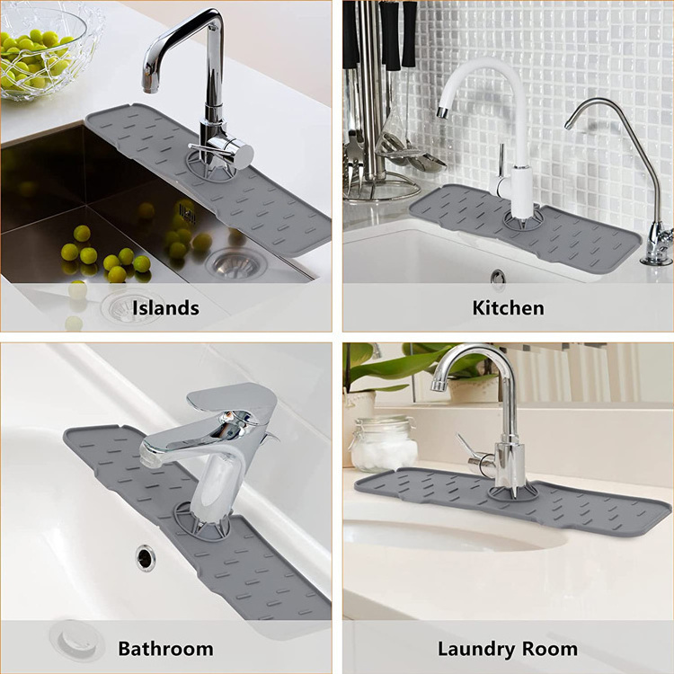 New Product Kitchen Silicone Sink Faucet Absorbent Mat Sink Splash Guard Mat Silicone Faucet Mat for Kitchen Sink