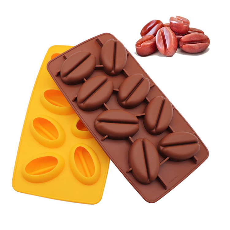 Reusable Food Grade Wax Melts Mold Coffee Bean Ice Tray Chocolate Mold Silicone for Kitchen Accessories Custom Logo Moulds