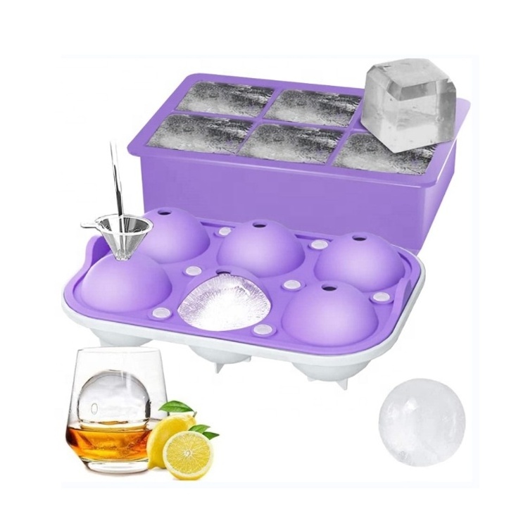 Wholesale Press 6 Square Round Whiskey Ice Ball Maker Crystal Large Clear Ice Ball Maker For Cocktails