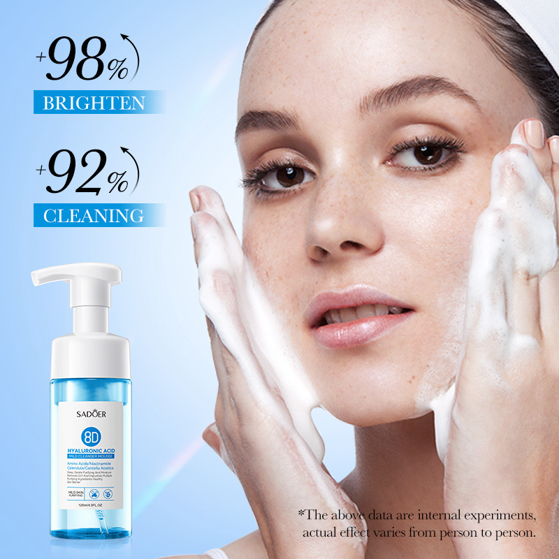 BIOAQUA SADOER Korean Skincare Rich Daily Deep Cleansing Bubbles 8D Hyaluronic Aacid Mousse Cleanser For Men and Women