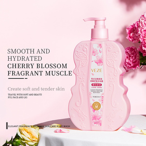 VEZE Korean Cherry Blossom Perfume Moisturizing Whitening Body Wash Liquid Smooth Skincare Bath Foam Shower Gel Adults Female