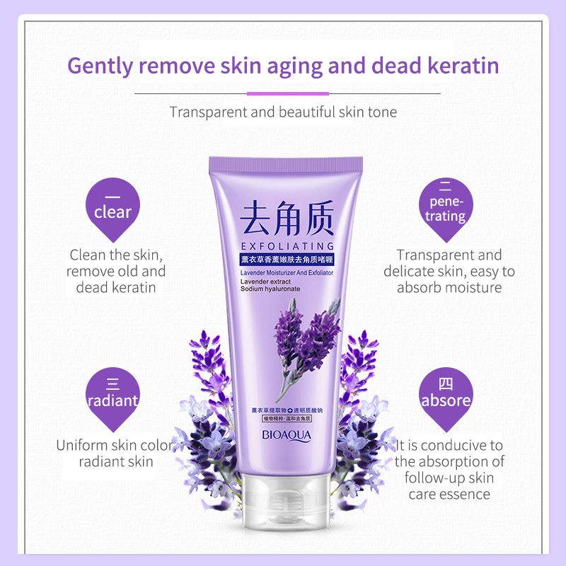 OEM BIOAQUA private label herbal hydrating deep clean tender skin lavender cucumber rose exfoliator facial cleanser