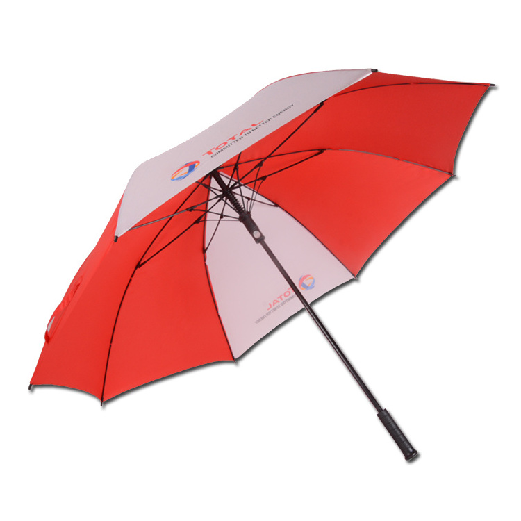 Wholesale Promotional Manual Open Red And White Custom Logo Golf Umbrella For Hotels