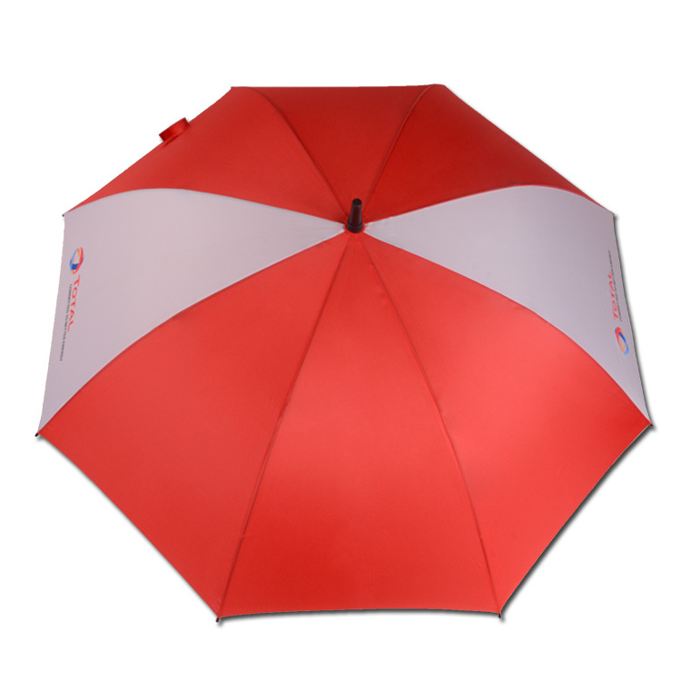 Wholesale Promotional Manual Open Red And White Custom Logo Golf Umbrella For Hotels