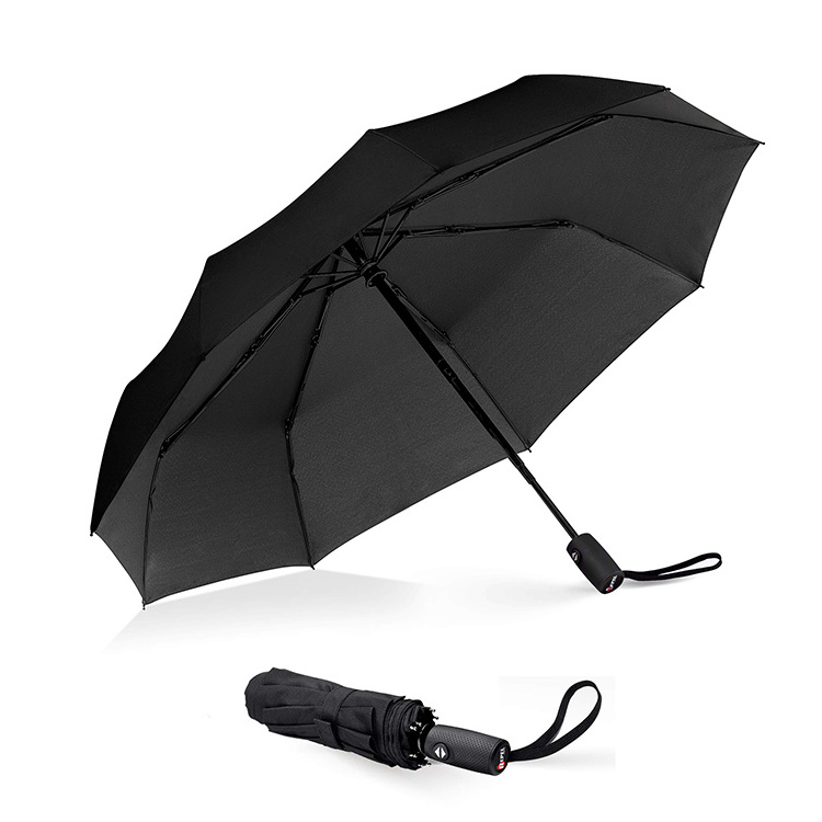 Lightweight automatic open close compact Windproof Travel 3 folding Umbrellas