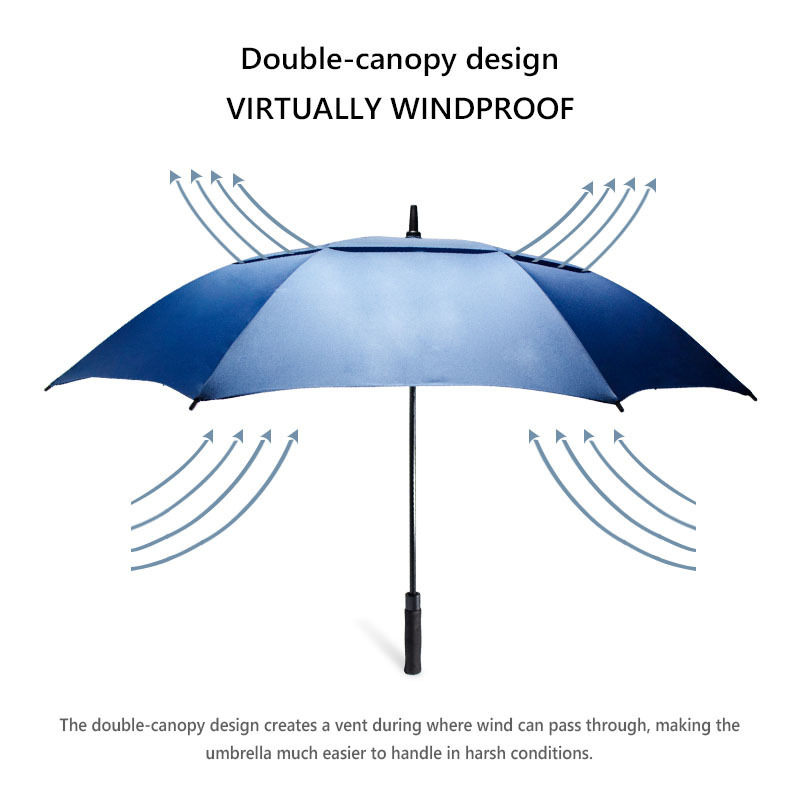 Custom Printed Promotional  Fiberglass Straight Golf Umbrella with Your Logo