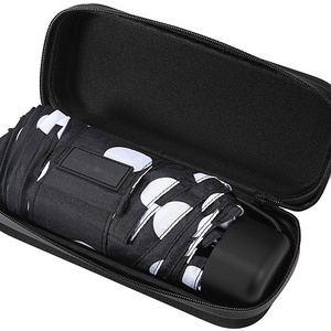 Black and white Polka Dot ultra Light Small Mini Compact Travel Umbrella with Case