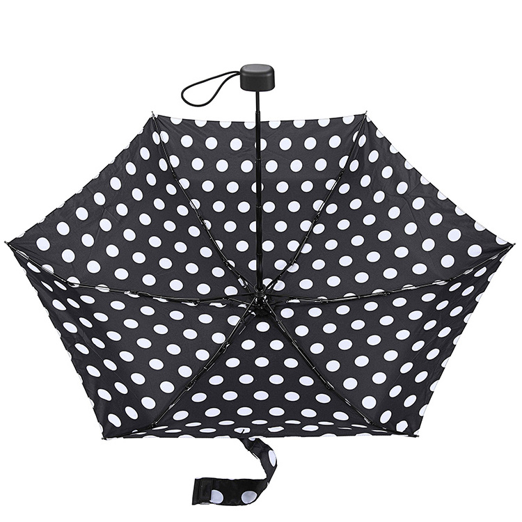 Black and white Polka Dot ultra Light Small Mini Compact Travel Umbrella with Case