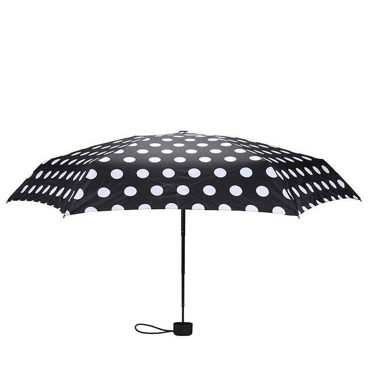 Black and white Polka Dot ultra Light Small Mini Compact Travel Umbrella with Case