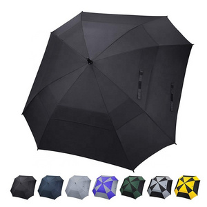 Men Women 62" Double Canopy Vented Square Automatic Opening Windproof Golf Umbrella