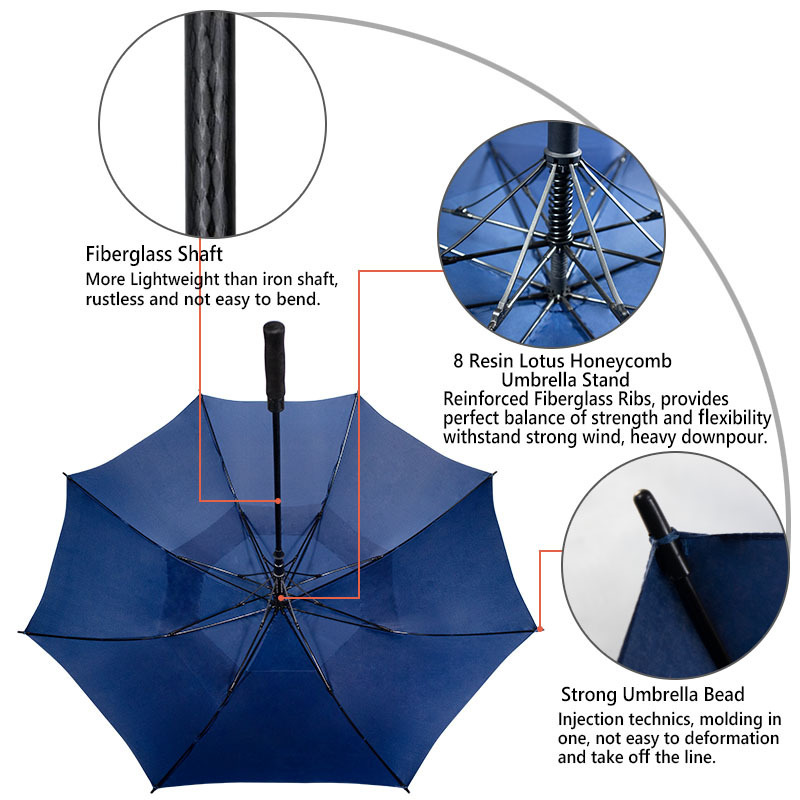 Custom Printed Promotional  Fiberglass Straight Golf Umbrella with Your Logo