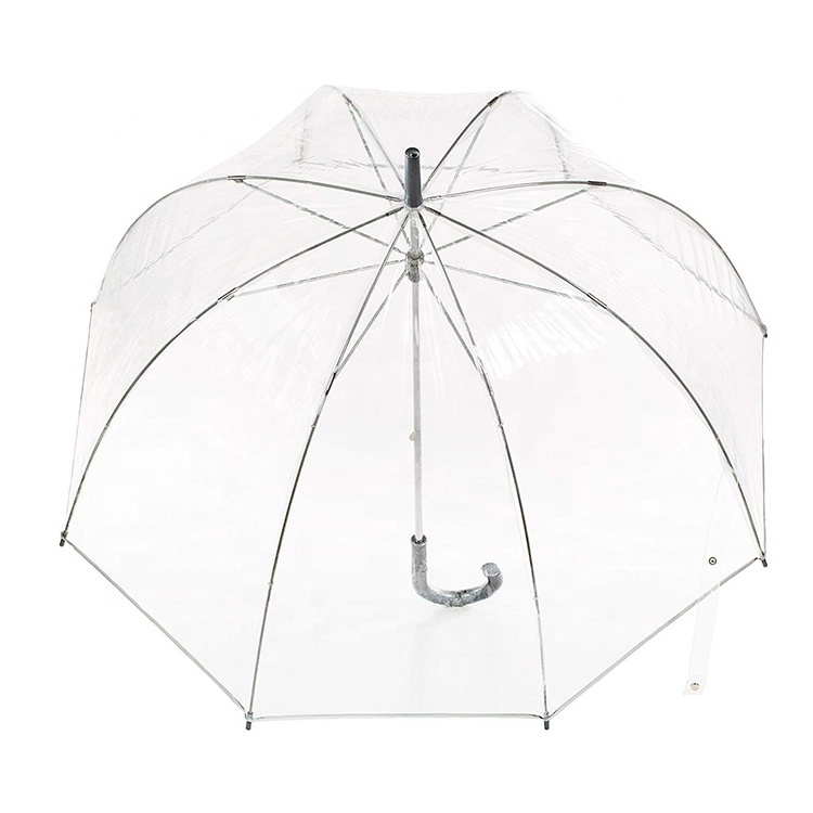 Women's Dome Rain Windproof PVC Plastic Clear Transparent Bubble Umbrella