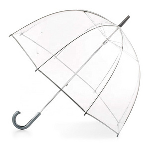 Women's Dome Rain Windproof PVC Plastic Clear Transparent Bubble Umbrella