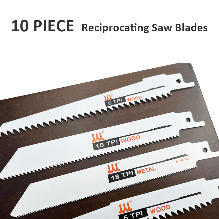 WISDOM 10Pcs Reciprocating Saw Blade 6/10/18 TPI Carbide Teeth Sabre Saw Blade For Wood Metal