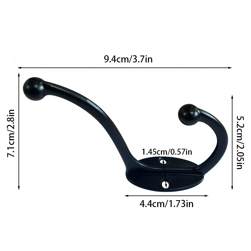 Double wall mounted metal hook, vintage hook for garage kitchen bathroom with screws