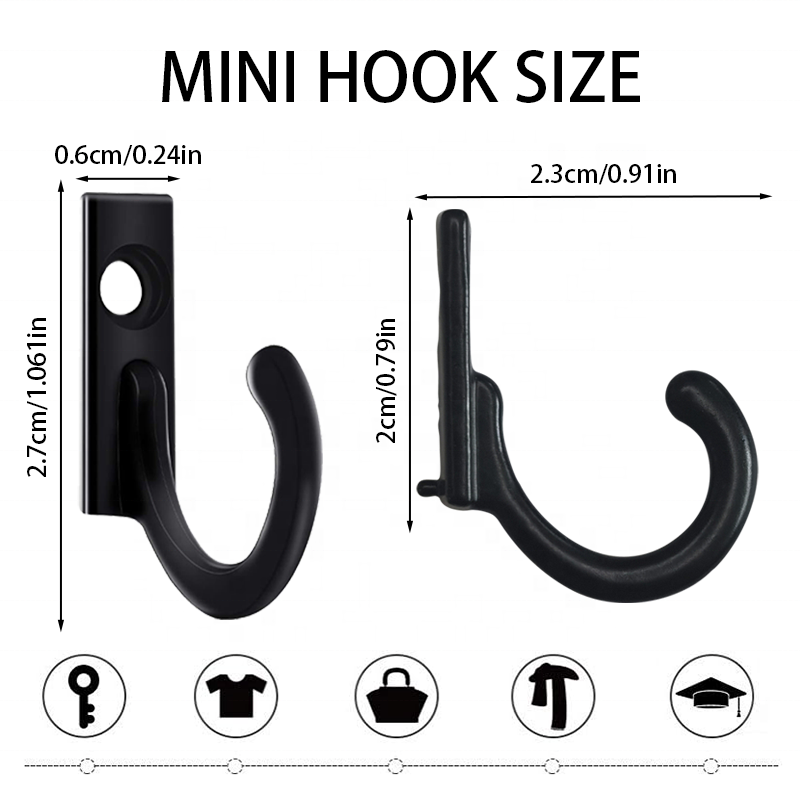 Mini wall-mounted single hook, simple metal coat and hat hook