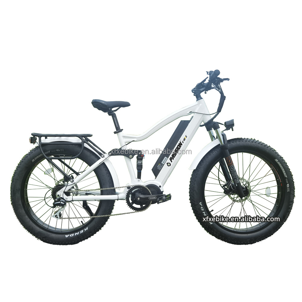 2024 Powerful Hunting 52V 1000W Mid Drive E bike 20AH SDI Battery Full Suspension Electric Bike 26 Inch Fat Tire Mountain Ebike