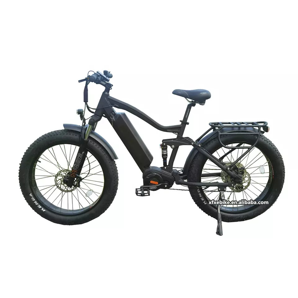 2024 Powerful Hunting 52V 1000W Mid Drive E bike 20AH SDI Battery Full Suspension Electric Bike 26 Inch Fat Tire Mountain Ebike