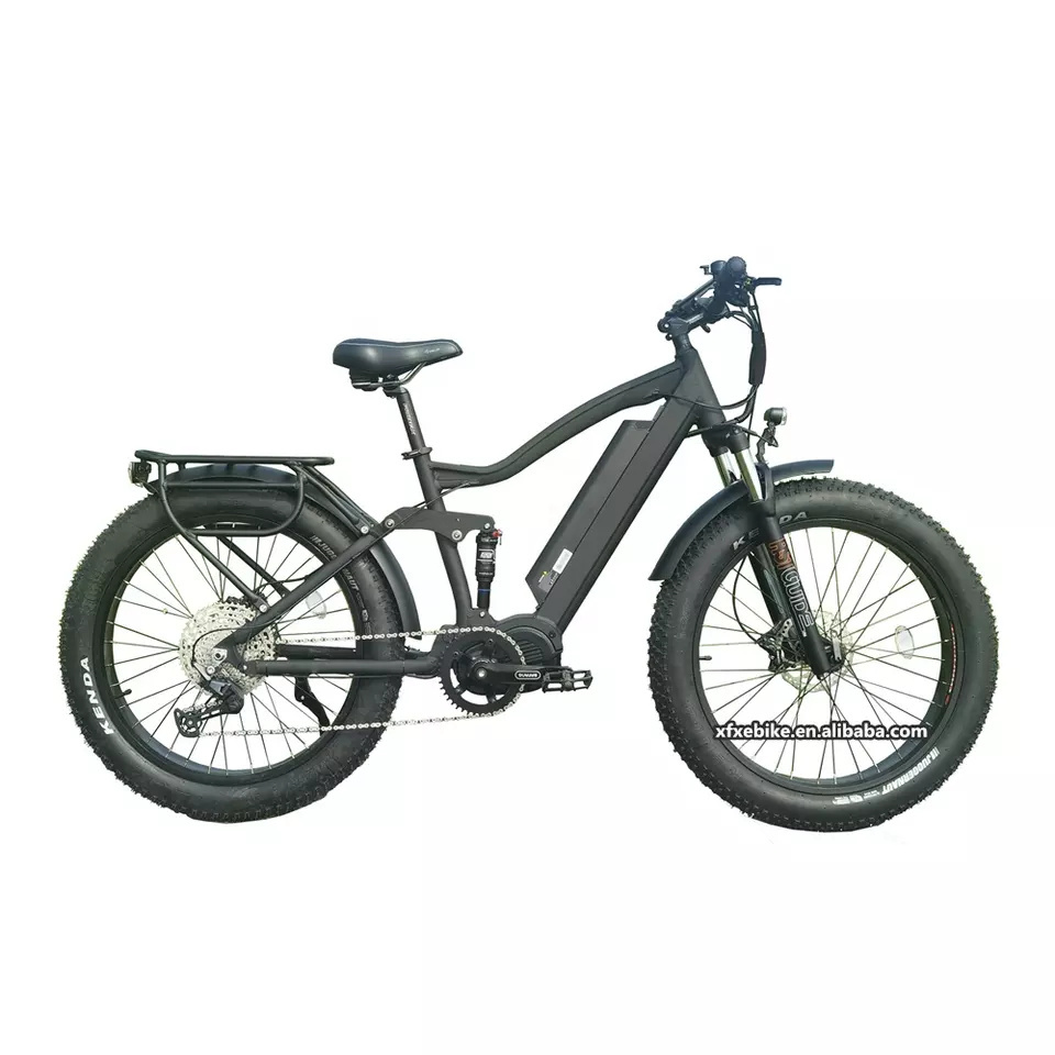 2024 Powerful Hunting 52V 1000W Mid Drive E bike 20AH SDI Battery Full Suspension Electric Bike 26 Inch Fat Tire Mountain Ebike