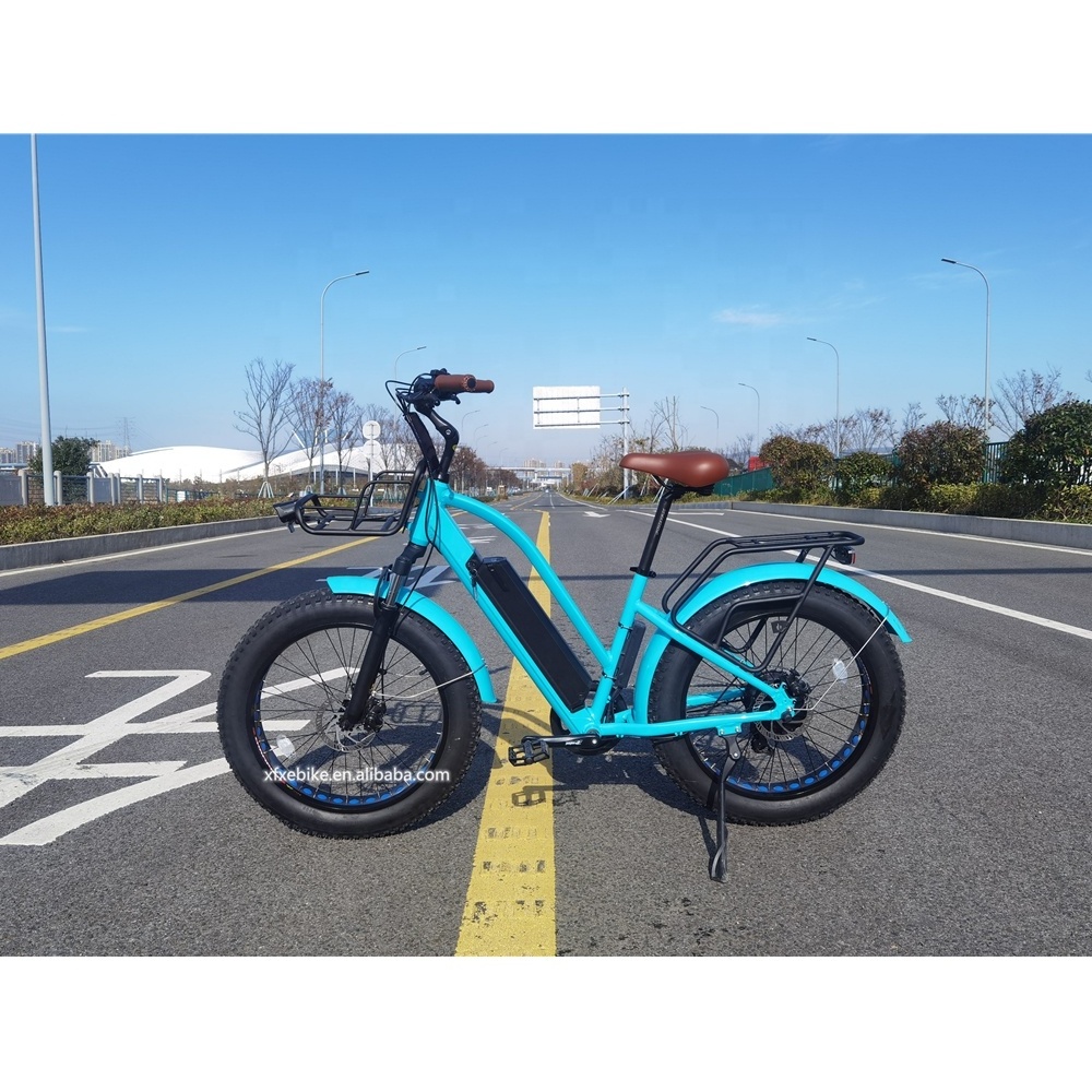 2022 Hot Selling 24 Inch Beach Cruiser 500W 750W City Electric Fat tire Bike For Women 48V 14AH Battery Step Thru Ebike