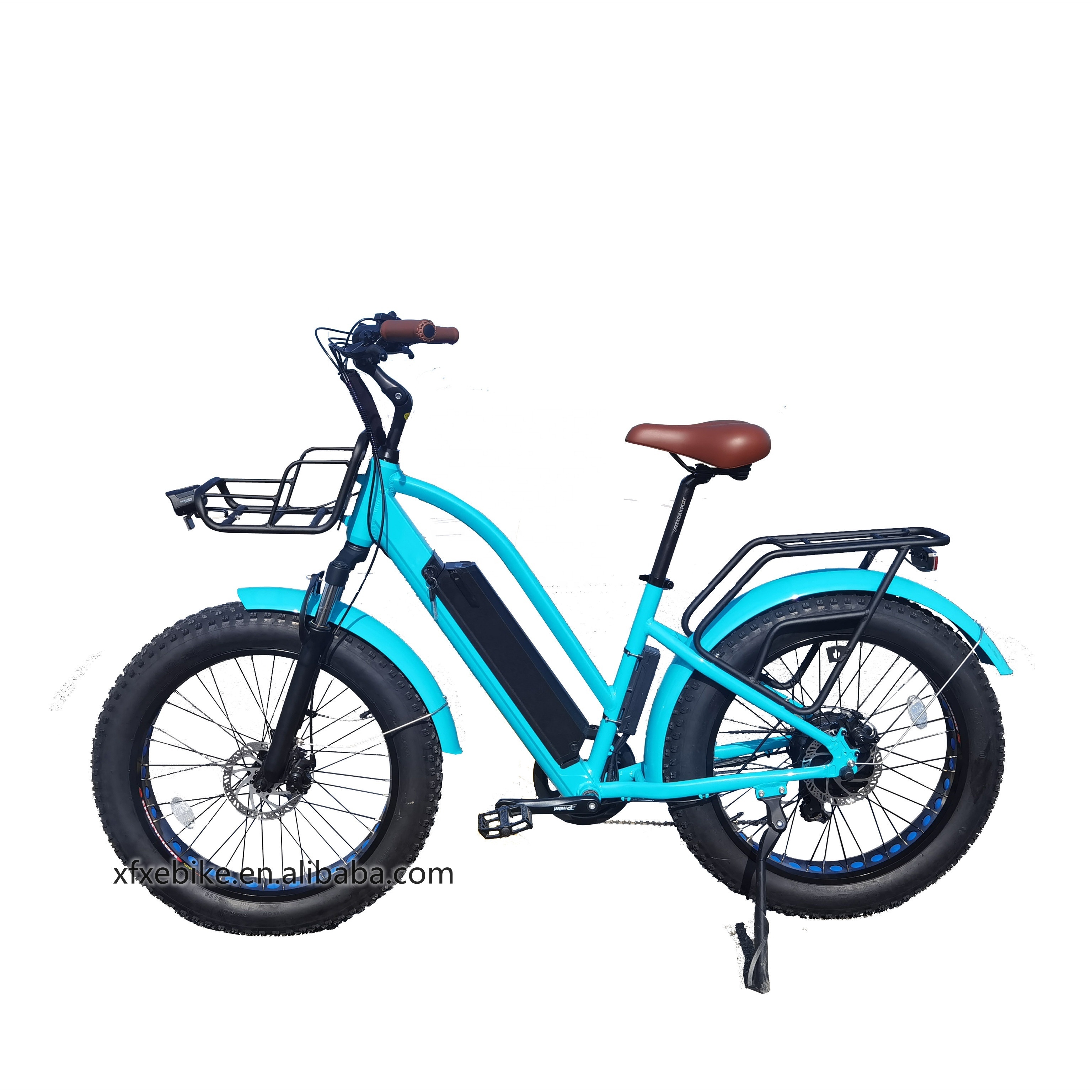 2022 Hot Selling 24 Inch Beach Cruiser 500W 750W City Electric Fat tire Bike For Women 48V 14AH Battery Step Thru Ebike