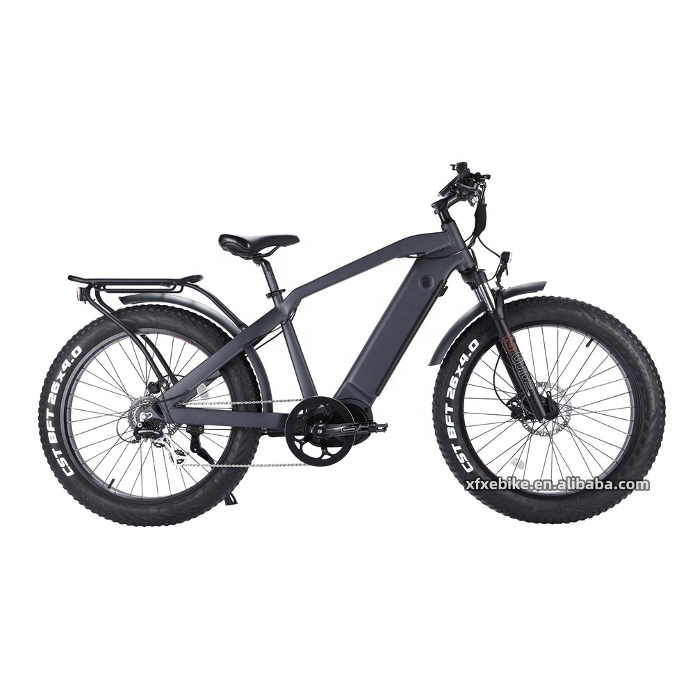 Strong 48V 1000W Mid Drive Electric Mountain Bike 17.5AH/21AH Hidden Battery 26 Inch Hunting Fat Tire Ebike