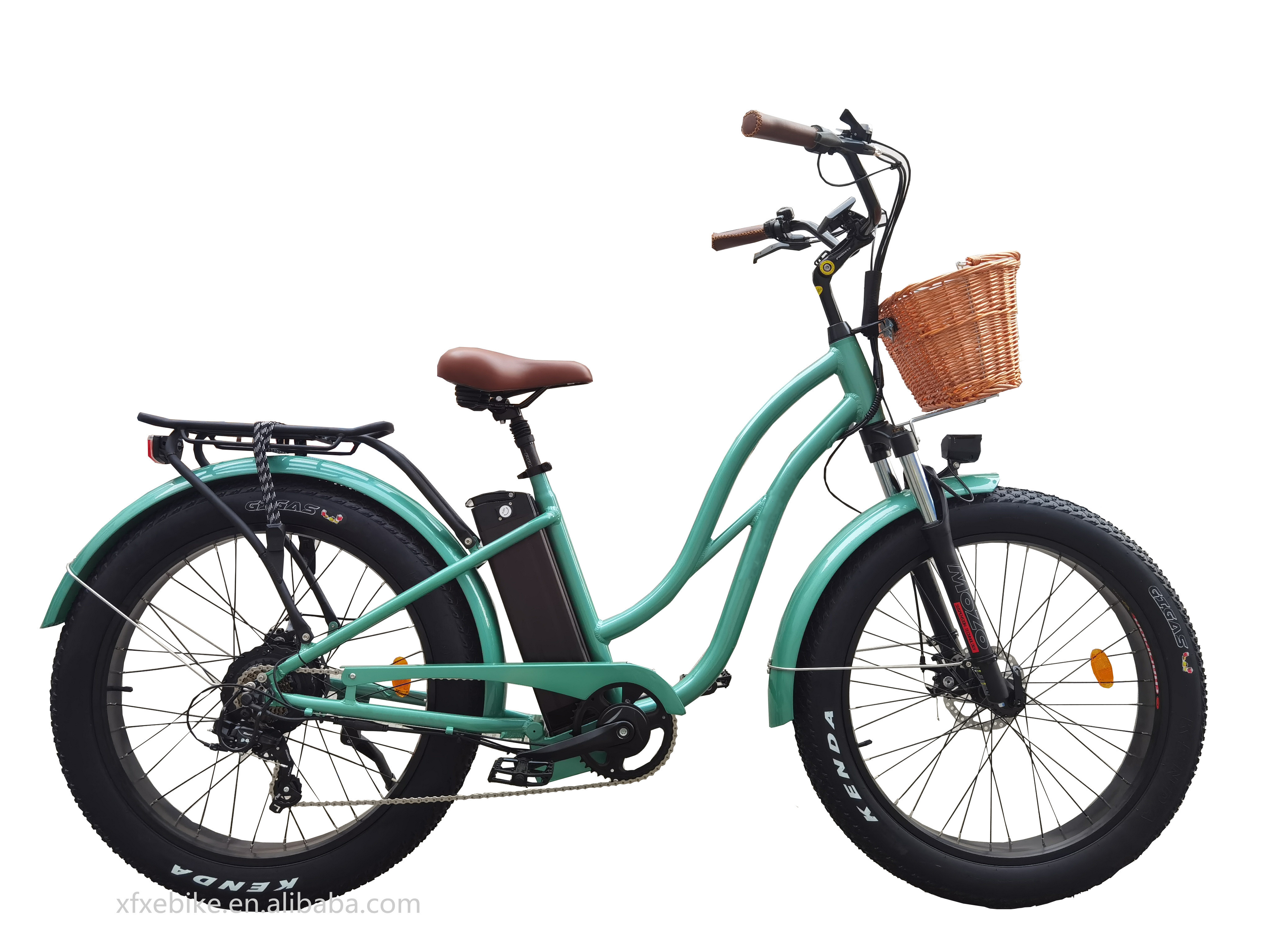 Retro 2 Seat Electric Beach Cruiser Lady Woman 26 inch 750W Fat Tire Electric Bike Bicycle