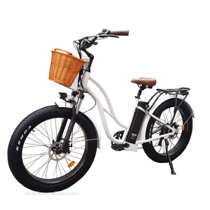 Retro 2 Seat Electric Beach Cruiser Lady Woman 26 inch 750W Fat Tire Electric Bike Bicycle