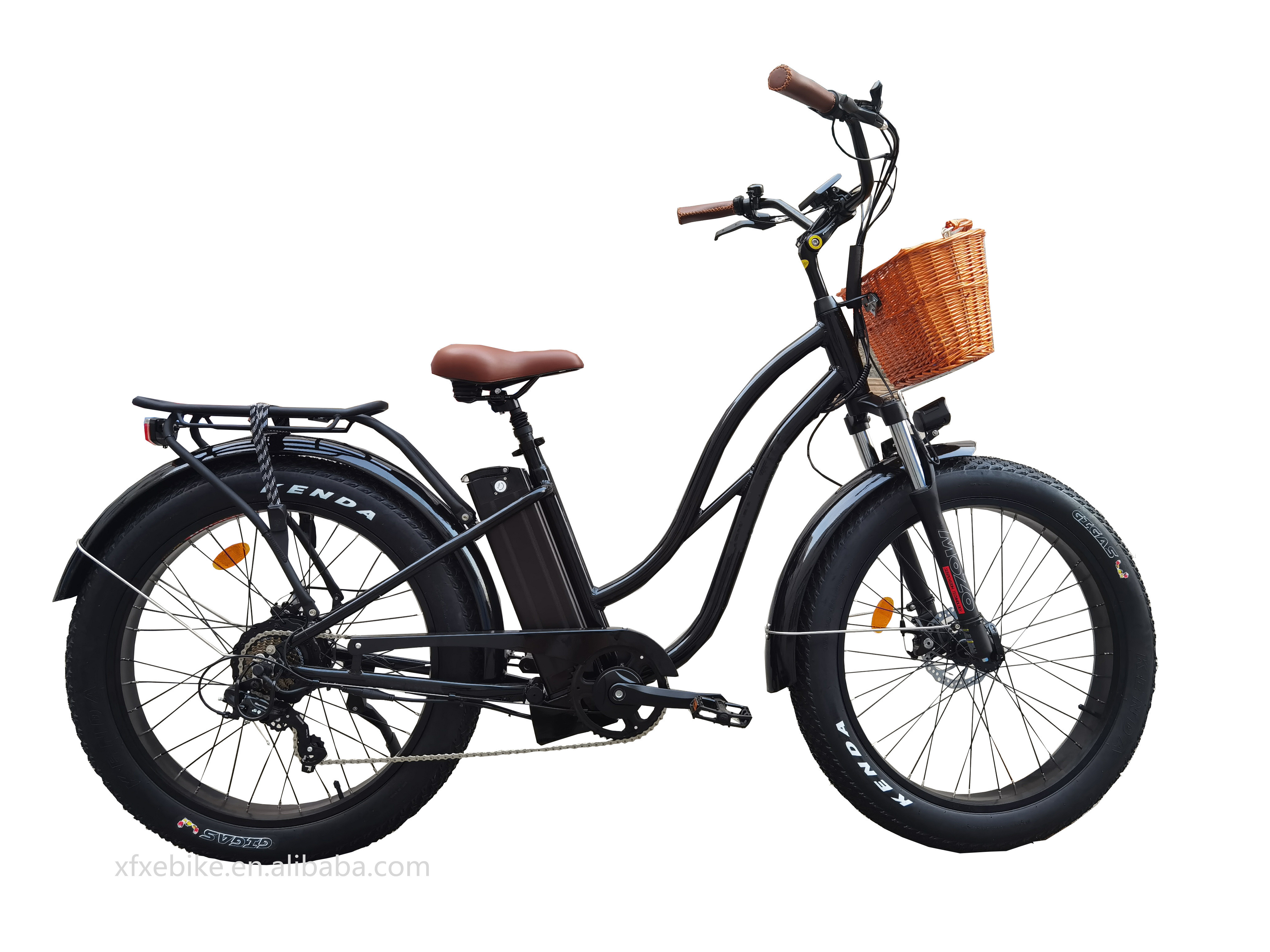 Retro 2 Seat Electric Beach Cruiser Lady Woman 26 inch 750W Fat Tire Electric Bike Bicycle