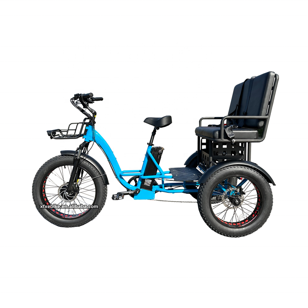 Large Capacity 48V 19.2Ah Electric Hybrid Tricycle Front 750W Hengtai 3 Wheel Electric Cargo Bike 24