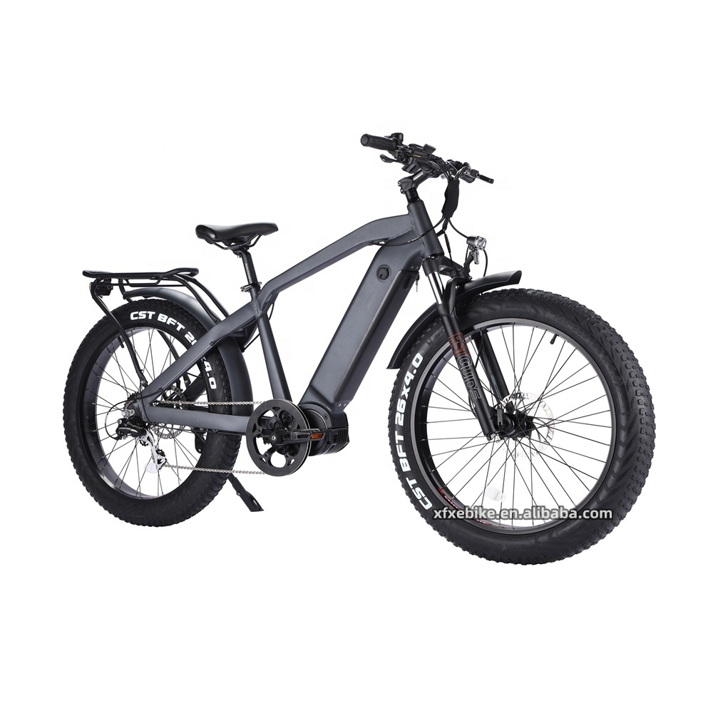 Strong 48V 1000W Mid Drive Electric Mountain Bike 17.5AH/21AH Hidden Battery 26 Inch Hunting Fat Tire Ebike