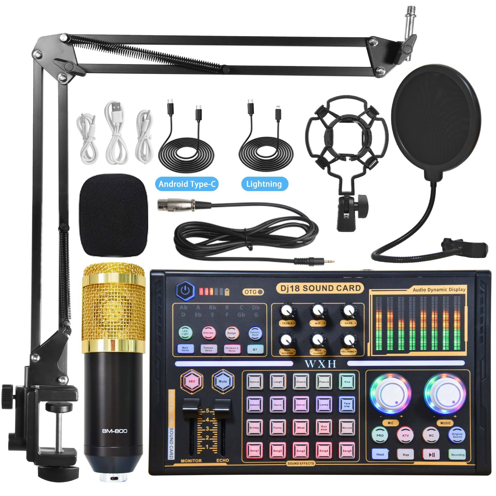 External Live Bm800 Microphone Smart Phones Broadcasting Sound Card Podcast Equipment Bundles Musical Audio Card