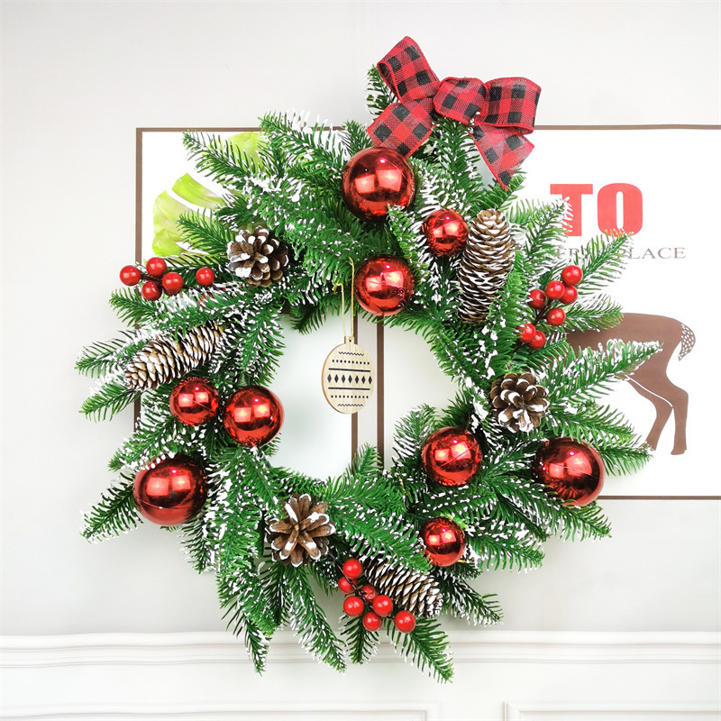 Simulation PE Christmas 50cm wreath 1.5m rattan bull horn rattan upside down tree decoration DIY christmas garland