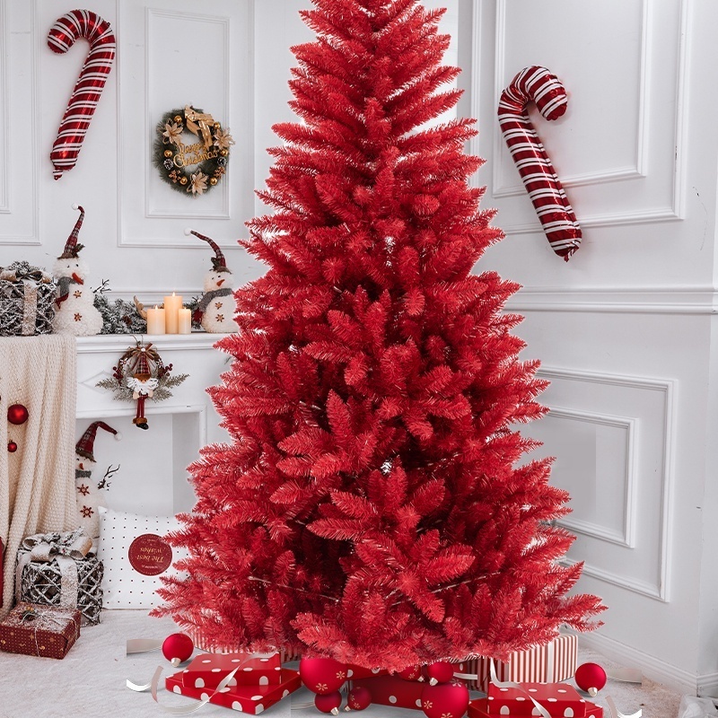 Christmas Supplies Luxury Red Premium Artificial Hinged Christmas Tree