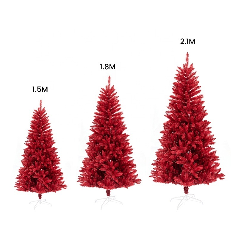 Christmas Supplies Luxury Red Premium Artificial Hinged Christmas Tree