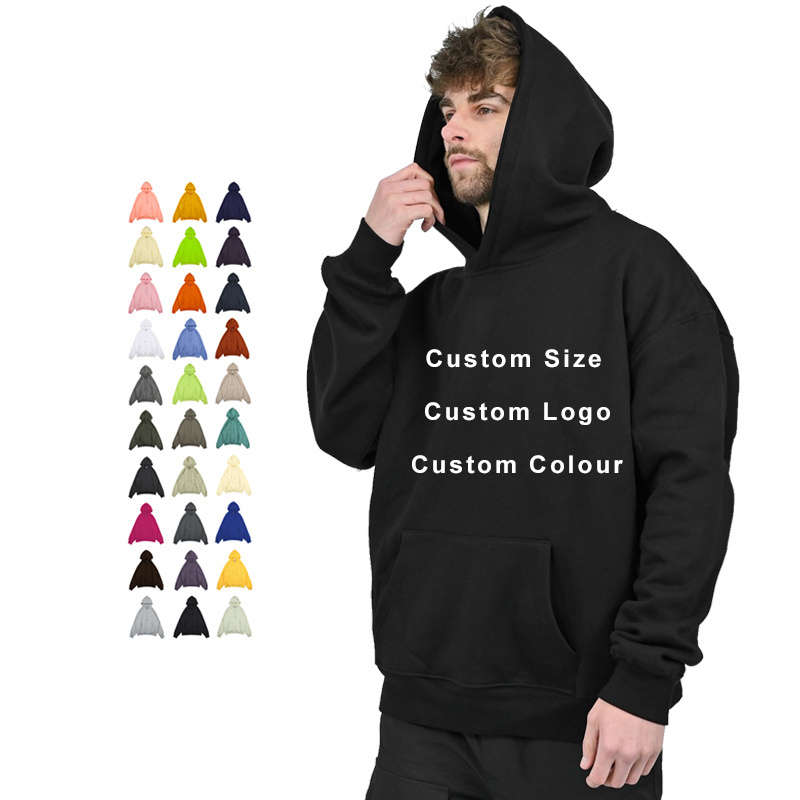 Sweatshirt Custom Men Thick Heavyweight Logo Heavy Weight 100% Organic Cotton Blank Bulk 500Gsm Fleece White Oversized Hoodie