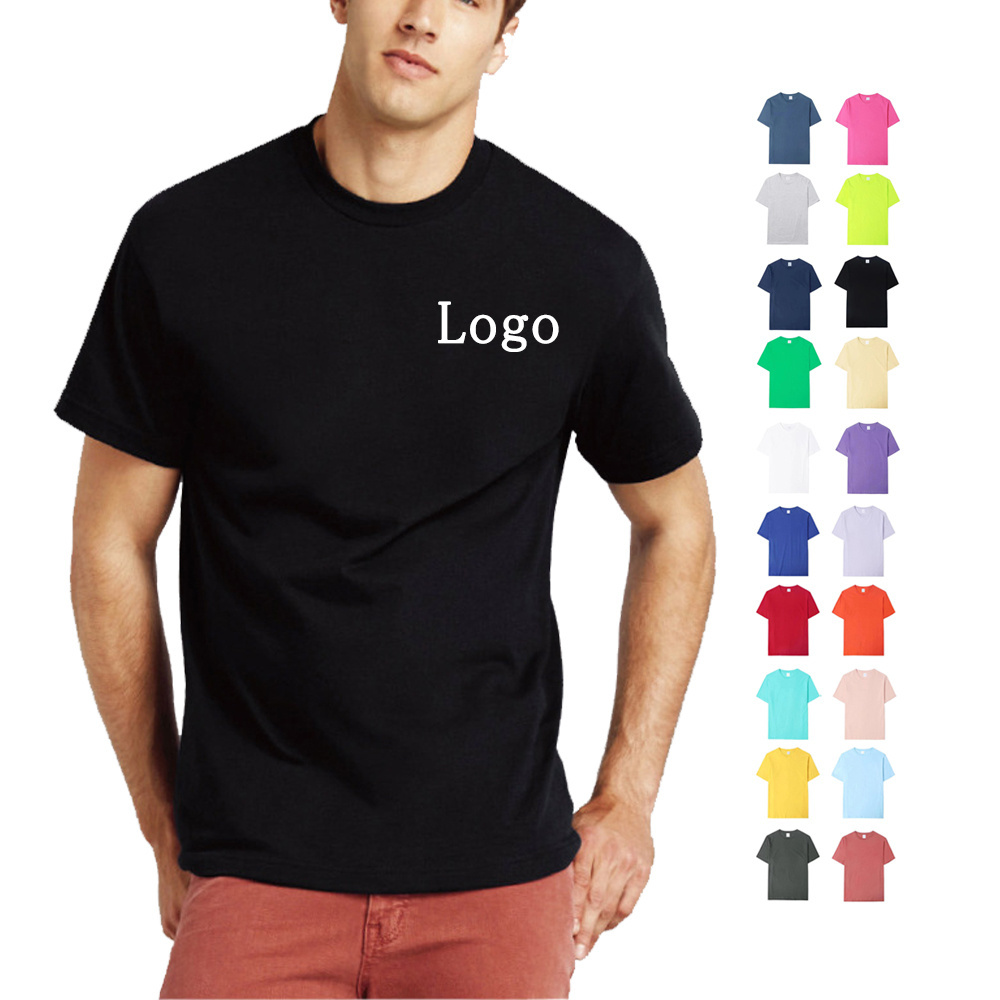 T Shirts With Logo Men Premium Bulk Blank Cotton Polyester T-Shirt Heavy Weight Private Label Premium 300 Gsm Tshirts