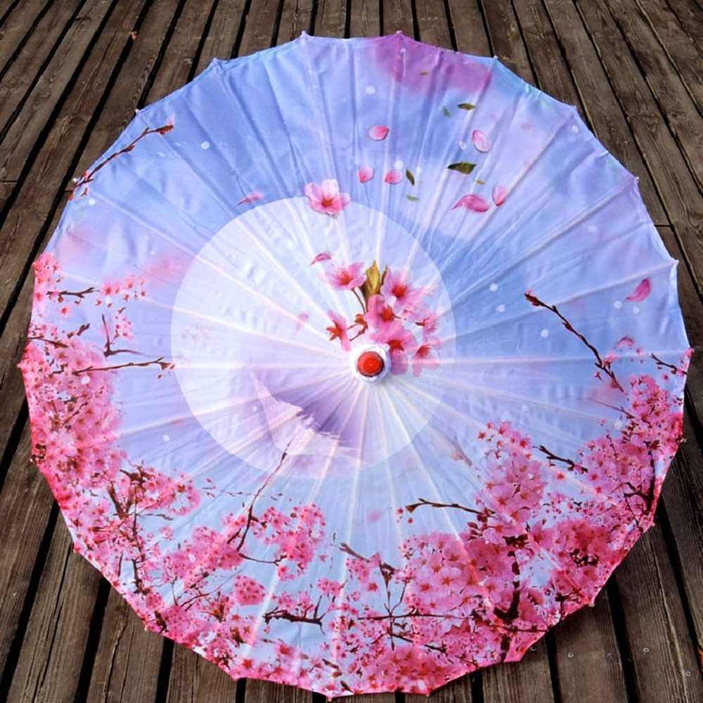 Handmade Oiled Parasol Bamboo Silk Umbrella Chinese Japanese Art Classical Dance Umbrella for Wedding Parties